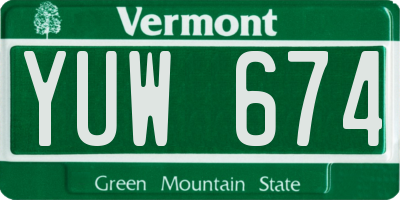 VT license plate YUW674