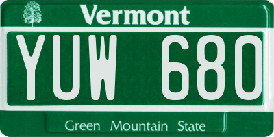 VT license plate YUW680