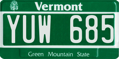VT license plate YUW685