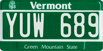VT license plate YUW689