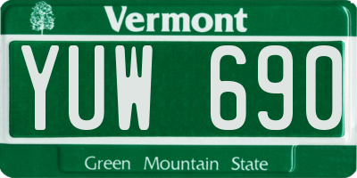 VT license plate YUW690