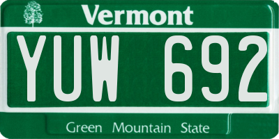 VT license plate YUW692