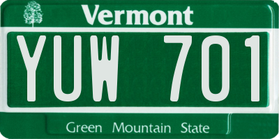 VT license plate YUW701