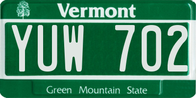 VT license plate YUW702