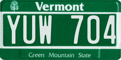VT license plate YUW704