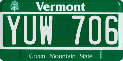 VT license plate YUW706