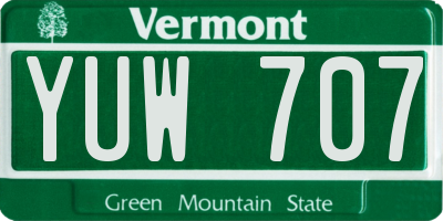 VT license plate YUW707