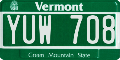 VT license plate YUW708