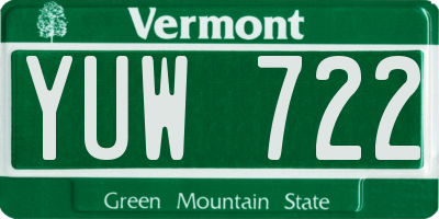 VT license plate YUW722