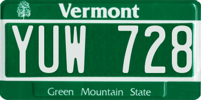 VT license plate YUW728