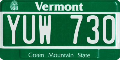 VT license plate YUW730
