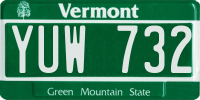 VT license plate YUW732