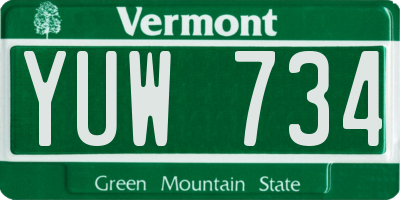 VT license plate YUW734