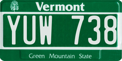 VT license plate YUW738