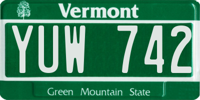 VT license plate YUW742
