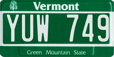 VT license plate YUW749