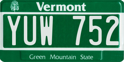 VT license plate YUW752