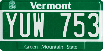 VT license plate YUW753