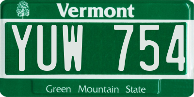VT license plate YUW754