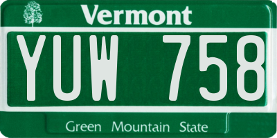 VT license plate YUW758