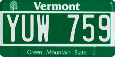 VT license plate YUW759