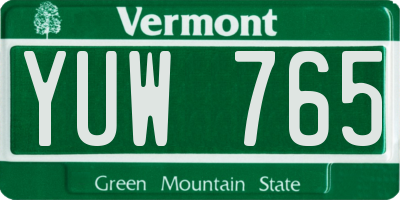 VT license plate YUW765