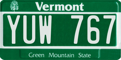 VT license plate YUW767