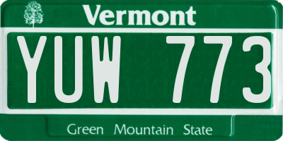 VT license plate YUW773