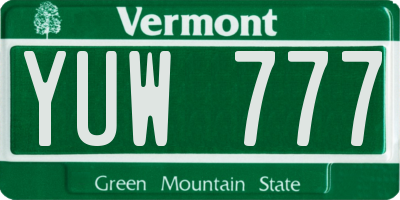 VT license plate YUW777