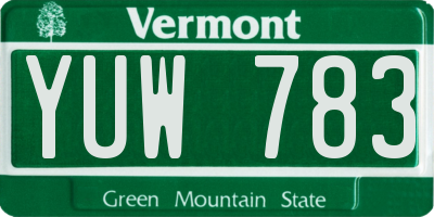 VT license plate YUW783