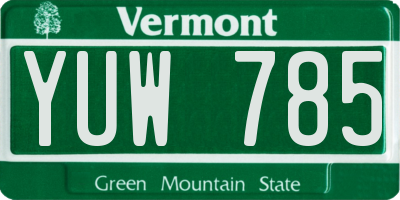 VT license plate YUW785