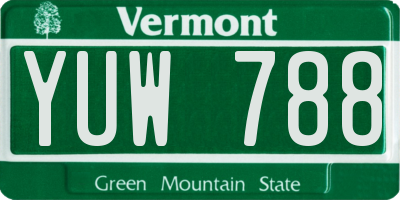 VT license plate YUW788
