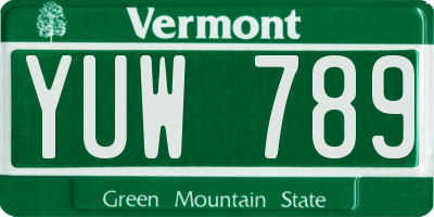 VT license plate YUW789