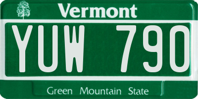 VT license plate YUW790