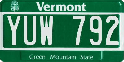 VT license plate YUW792