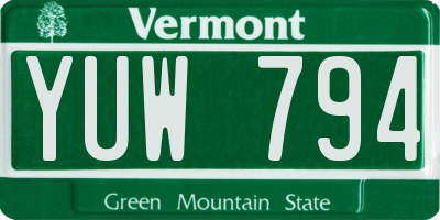 VT license plate YUW794