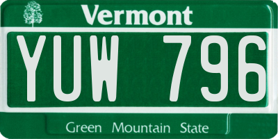 VT license plate YUW796