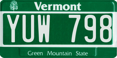 VT license plate YUW798