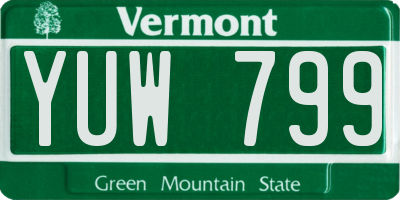 VT license plate YUW799
