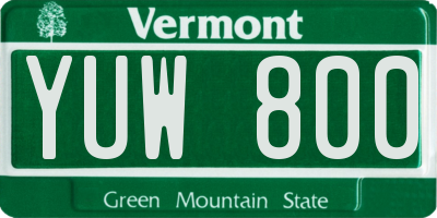 VT license plate YUW800