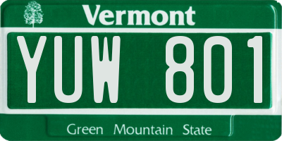 VT license plate YUW801