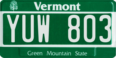 VT license plate YUW803