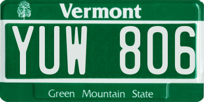 VT license plate YUW806