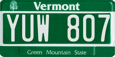 VT license plate YUW807