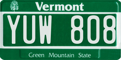 VT license plate YUW808