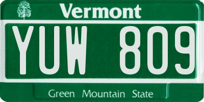 VT license plate YUW809