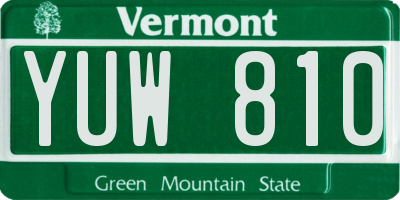VT license plate YUW810