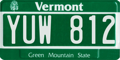 VT license plate YUW812