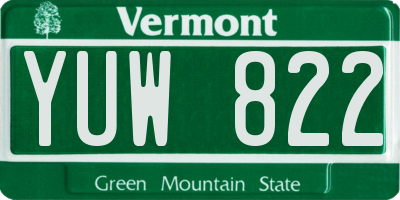 VT license plate YUW822