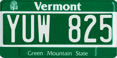 VT license plate YUW825